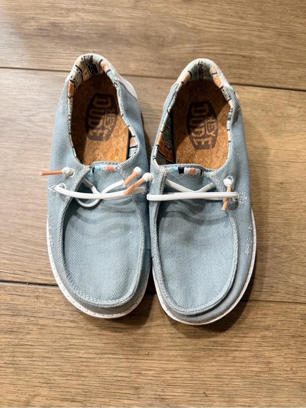 Hey Dude Kids Light Blue Canvas Moccasins